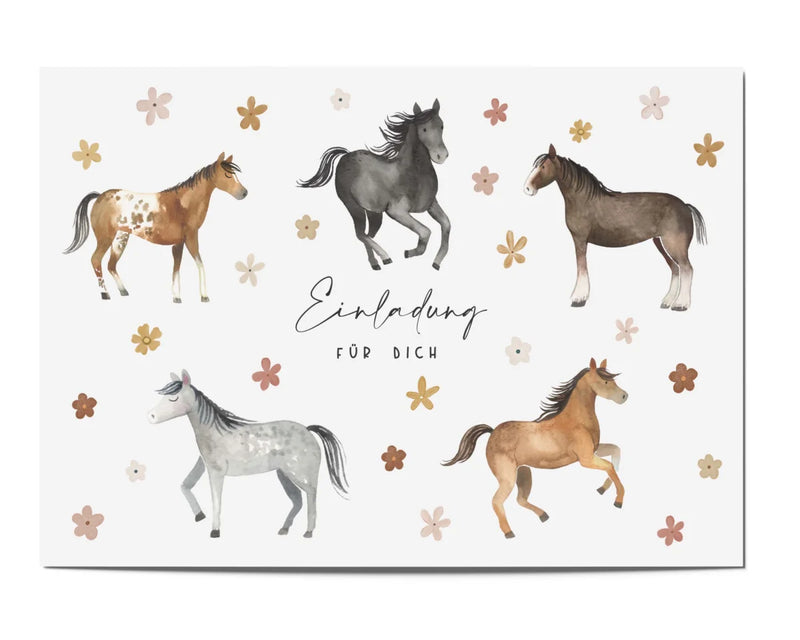 10 Einladungskarten Kindergeburtstag mit Pferden
