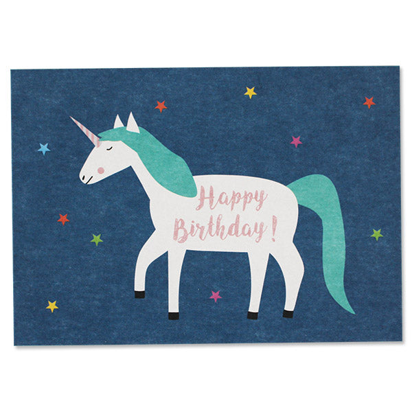 Postkarte Unicorn „Happy Birthday“