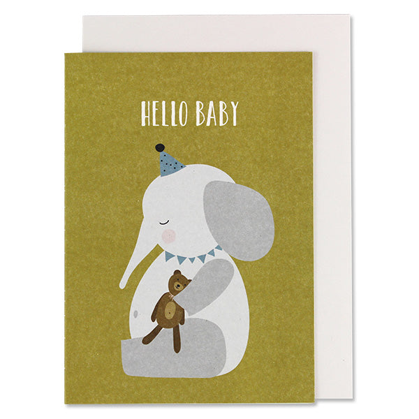 Klappkarte Elefant mit Teddy „Hello Baby“