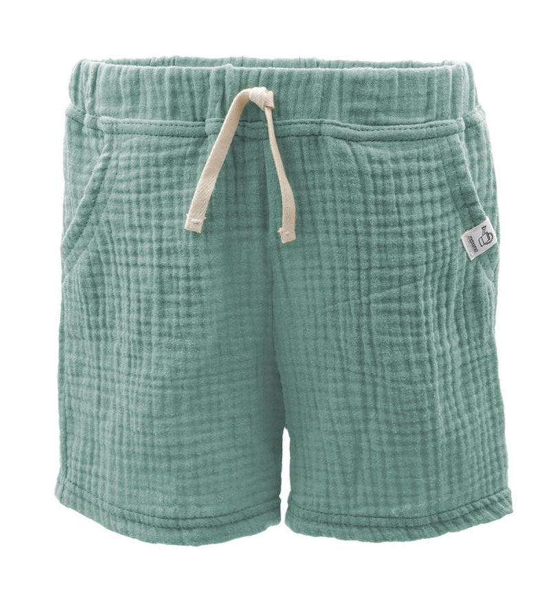 Mini Shorts GOTS Musselinstoff Meeresgrün