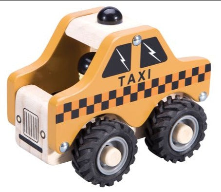 Holzauto Taxi mit Gummireifen