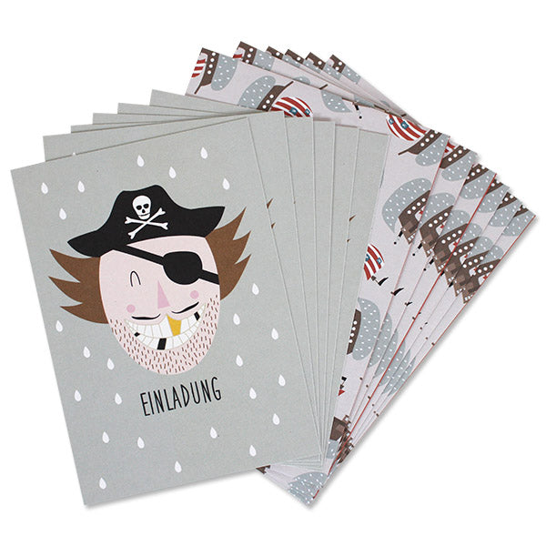 Einladungskarten Pirat 6 Stück