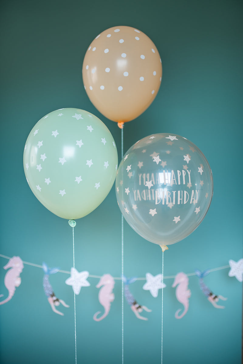 Luftballons "Happy birthday" Meerjungfrau aus 100% Naturkautschuk 12 St.