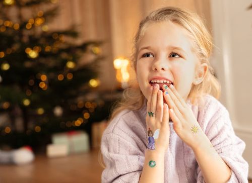 Fingernagel-Tattoos metallic