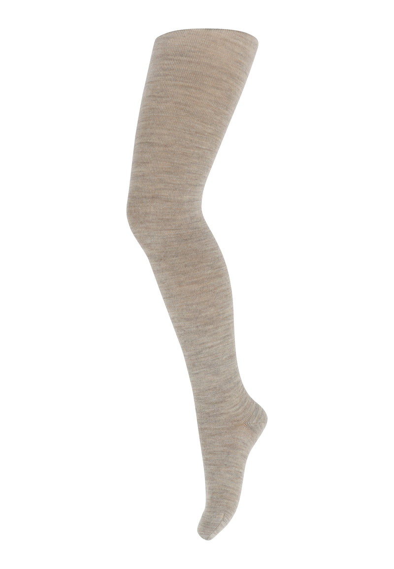 MP Strumpfhose Wolle/Baumwolle Rippe Beige Melange