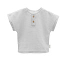 GOTS MINI BOY-Hemd, kurzer Arm Musselinstoff frostgrün