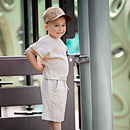 Hemd kurzer Arm Musselin GOTS beigemeliert