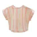 GOTS MINI GIRL-Top, Musselinstoff muschelrosa-streifen