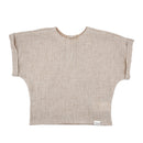 Bluse kurzer Arm Musselin GOTS Beigemeliert