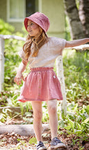 Bluse kurzer Arm Musselin GOTS Beigemeliert