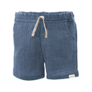 GOTS MINI-Shorts, Musselinstoff - altindigo-weiß-streifen