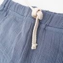 GOTS MINI-Shorts, Musselinstoff - altindigo-weiß-streifen