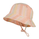 Mini Fischermütze mit Band Musselin GOTS Muschelrosa-Streifen