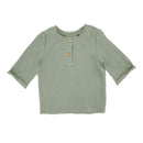 GOTS BABY BOY-Hemd, 3/4 Arm Musselinstoff frostgrün