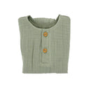 GOTS BABY BOY-Hemd, 3/4 Arm Musselinstoff frostgrün