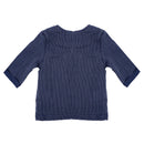 GOTS BABY BOY-Hemd, 3/4 Arm Musselinstoff altindigo-weiß-streifen