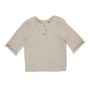 GOTS BABY BOY-Hemd, 3/4 Arm Musselinstoff beigemeliert