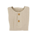 GOTS BABY BOY-Hemd, 3/4 Arm Musselinstoff beigemeliert