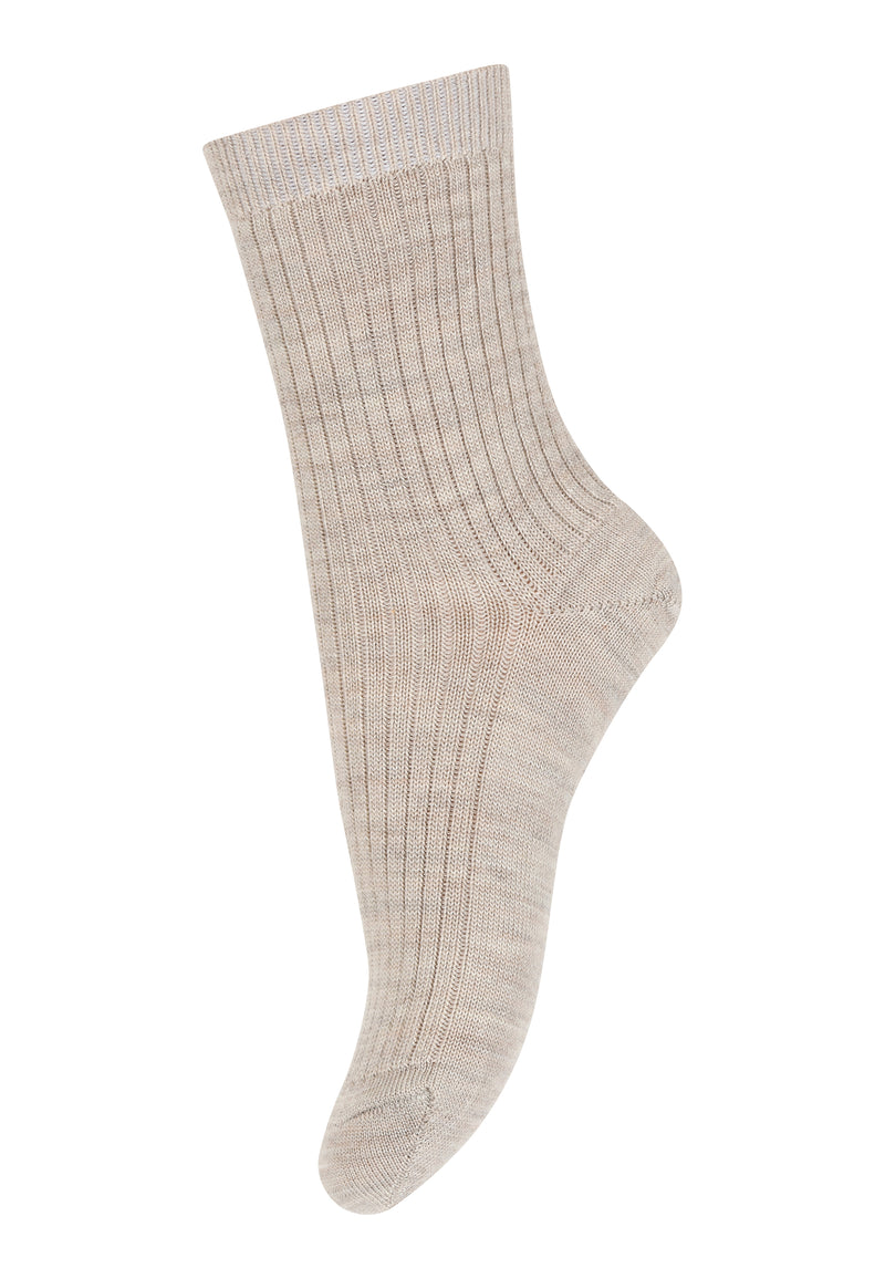 MP Wollsocken Rippe Hilde Beige Melange