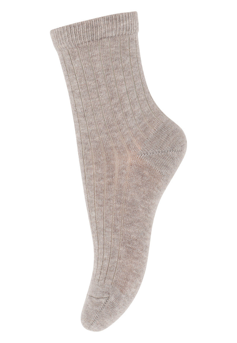 MP Socken Rippe Baumwolle Light Brown Melange