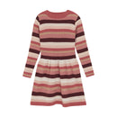 Minymo Kleid gestrickt Glitzer-Streifen Dusty Rose