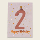 Postkarte Zahl 2, flieder mit Kupferfolie