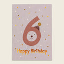 Postkarte Zahl 6, flieder mit Kupferfolie