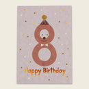 Postkarte Zahl 8, flieder mit Kupferfolie