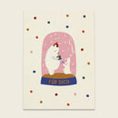 Postkarte Schneekugel Bär/Hase, bunt