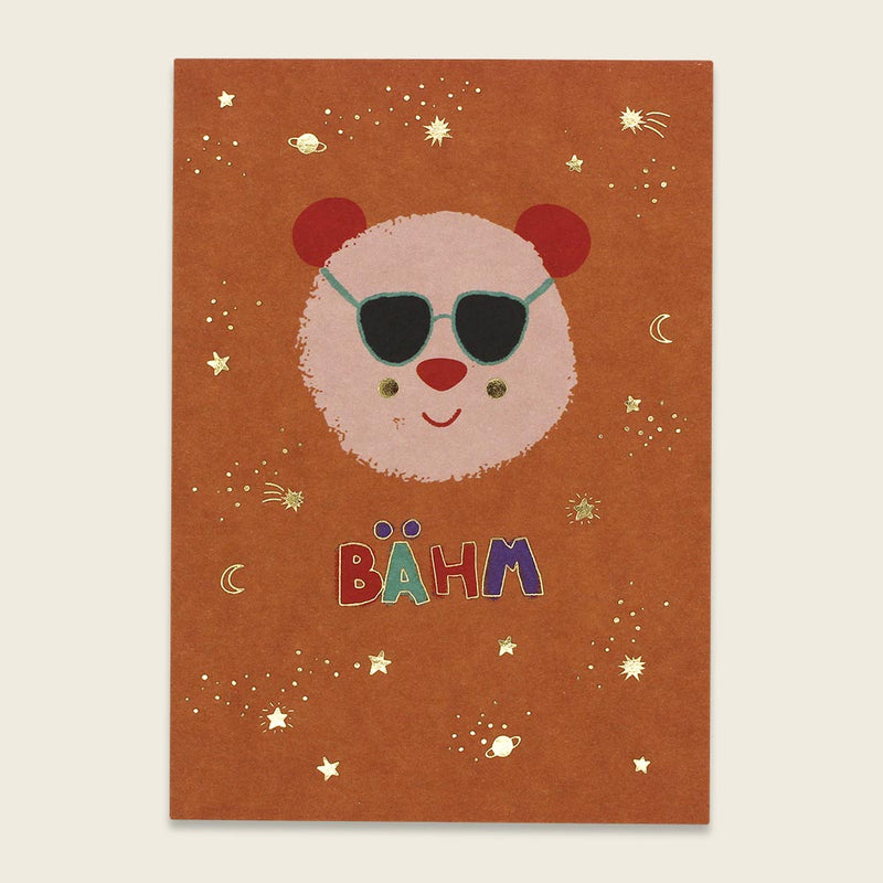Postkarte Pandakopf mit Goldfolie – Bähm