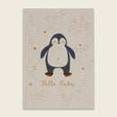 Postkarte Pinguin mit Kupferfolie, blau – Hello Baby