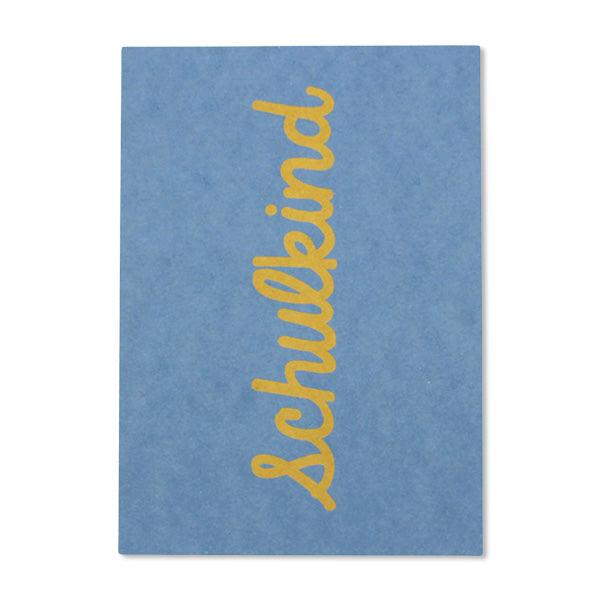 Postkarte Schulkind, türkis/gelb