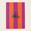 Postkarte Hi, fuchsia/feuerrot mit Goldeffekt