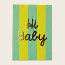 Postkarte Streifen mit Goldeffekt, mint/gelb – Hi Baby