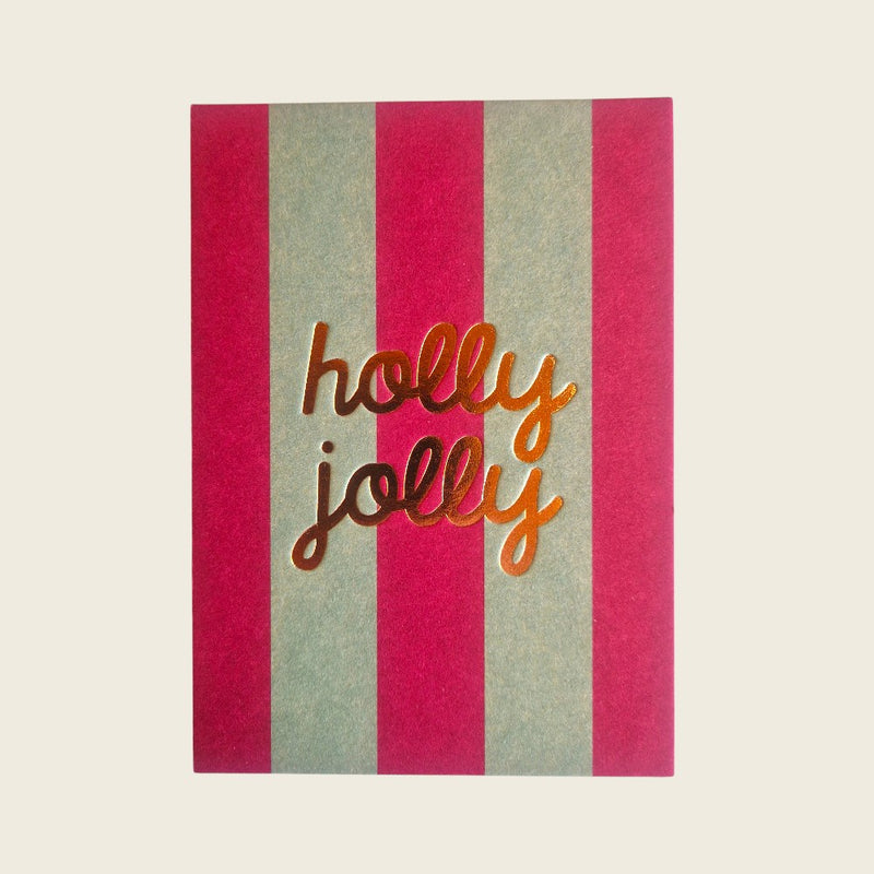 Postkarte Streifen mit Goldeffekt, türkis/petrol, Holly Jolly