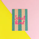 Postkarte Schulkind, petrol/rosa, Neon Pink Postkarte Ava & Yves