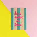 Postkarte Hoch sollst du leben, petrol/rosa, Neon Pink Postkarte Ava & Yves