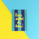 Postkarte Hoch sollst du leben, blau/mint, Neon Gelb Postkarte Ava & Yves