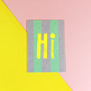 Postkarte Hi, flieder/mint, Neon Gelb Postkarte Ava & Yves