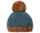 Best Friends, gestrickte Mütze -  Petrol/Braun