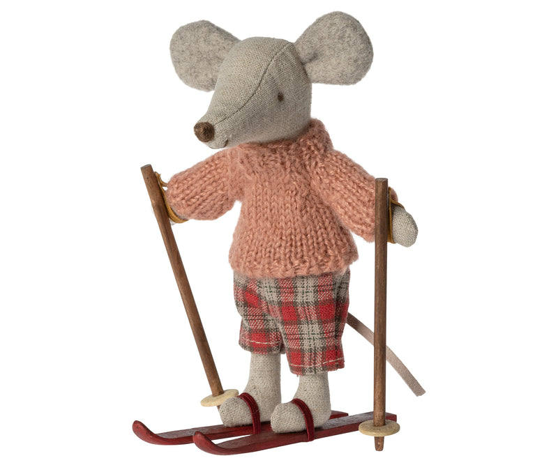 Wintermaus mit Ski-Set Große Schwester