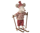 Wintermaus mit Skiset, Mama - Rot