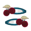 Haarspangen mit Pompon-Kirschen
