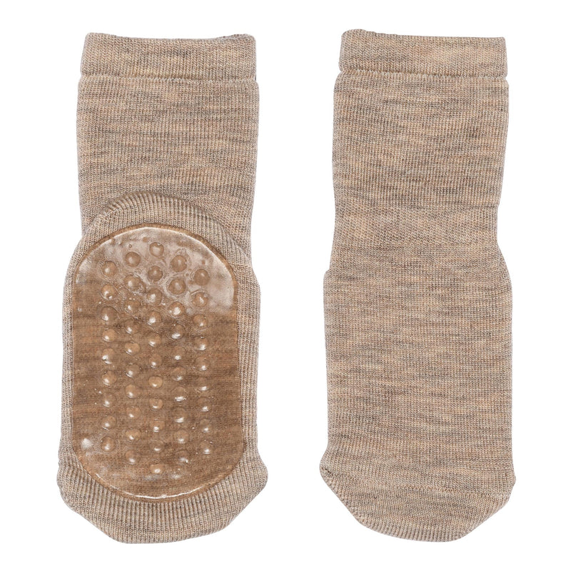 Stoppersocken Antirutsch Wolle  Light Brown Melange