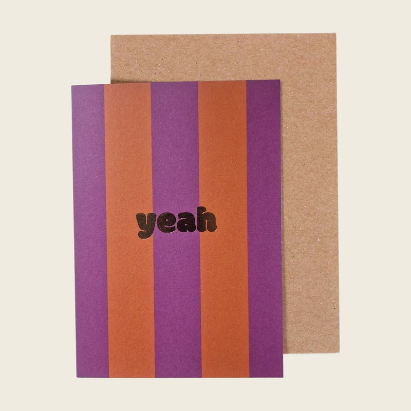 Klappkarte mit Veredelung, violett/orange – yeah