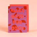 Klappkarte Geomuster mit Hintergrund in violett – Alles Gute für Dich in Neon-Orange Klappkarte Ava & Yves