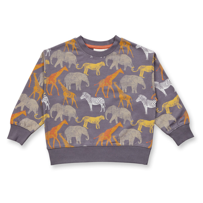 Sense Organics Sweatshirt Dari Safaridruck auf anthrazit
