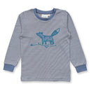 Sense Organics Schlafanzug Long John Blau-Grau Streifen Fuchs