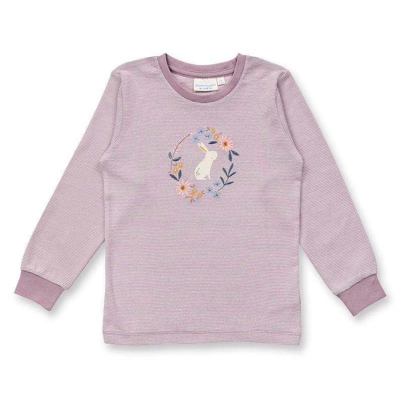 Sense Organics Schlafanzug Long John Mauve Stripes Bunny