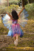 Schmetterlings Kleid mit Flügel und Haarreif Blau/Lila Kostüme Great Pretenders